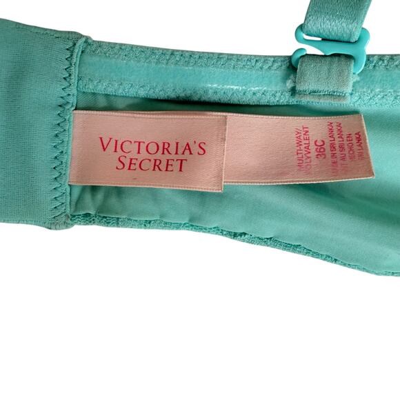 Victoria's Secret Multi-Way Bra 36C Lace Mint Green Non-Slip Flirty Sexy Push Up - Picture 11 of 14
